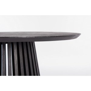 ODION kerek mangófa étkezőasztal - 130cm - fekete