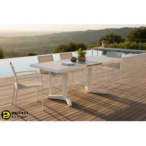 KEYWEST prémium kültéri kerámia étkezőasztal/ dohányzóasztal - fehér/szürke BIZZOTTO