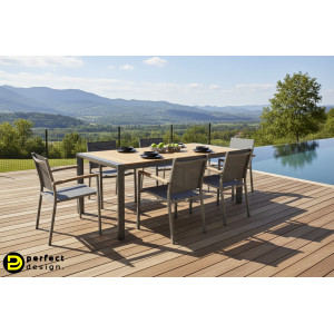 CANCUN prémium teakfa kültéri étkezőasztal - 180cm - antracit