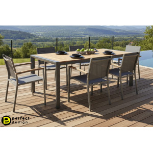 CANCUN prémium teakfa kültéri étkezőasztal - 180cm - antracit BIZZOTTO