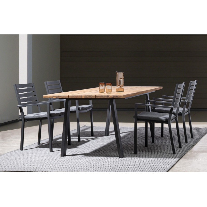VERACRUZ prémium akácfa kültéri étkezőasztal - 160/200cm - antracit