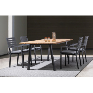 VERACRUZ prémium akácfa kültéri étkezőasztal - 160/200cm - antracit BIZZOTTO