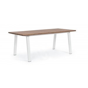 VERACRUZ prémium akácfa kültéri étkezőasztal - 160/200cm - fehér BIZZOTTO