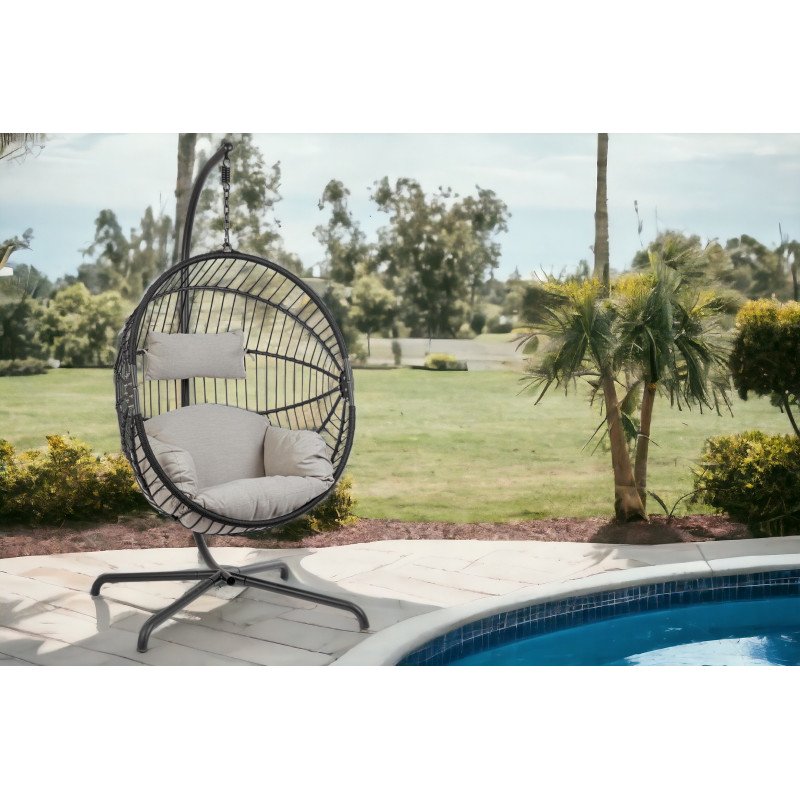 BALI design függőfotel - fekete/szürke