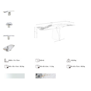 VINAROS design kerámia étkezőasztal - 240cm