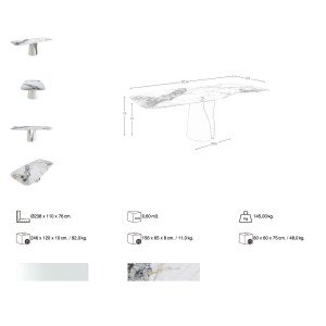 VINAROS design kerámia étkezőasztal - 240cm