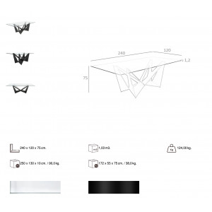 MIGUEL design étkezőasztal - 240cm - fekete
