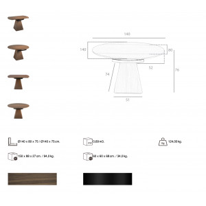 MILAGROS exkluzív diófa bővíthető étkezőasztal - 80/140cm