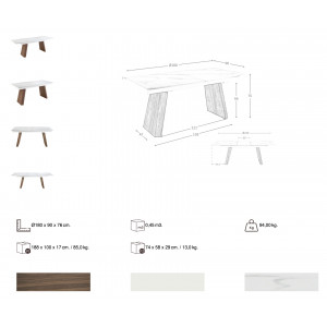 QUINTO design bővíthető kerámia étkezőasztal - 180-230cm