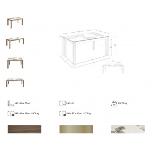 ROBLEDO design bővíthető kerámia étkezőasztal - 140-200cm