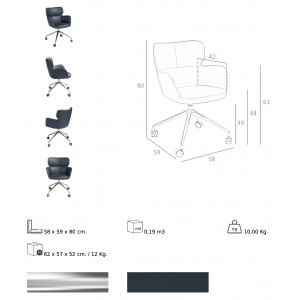 LANDETE modern forgószék -kék