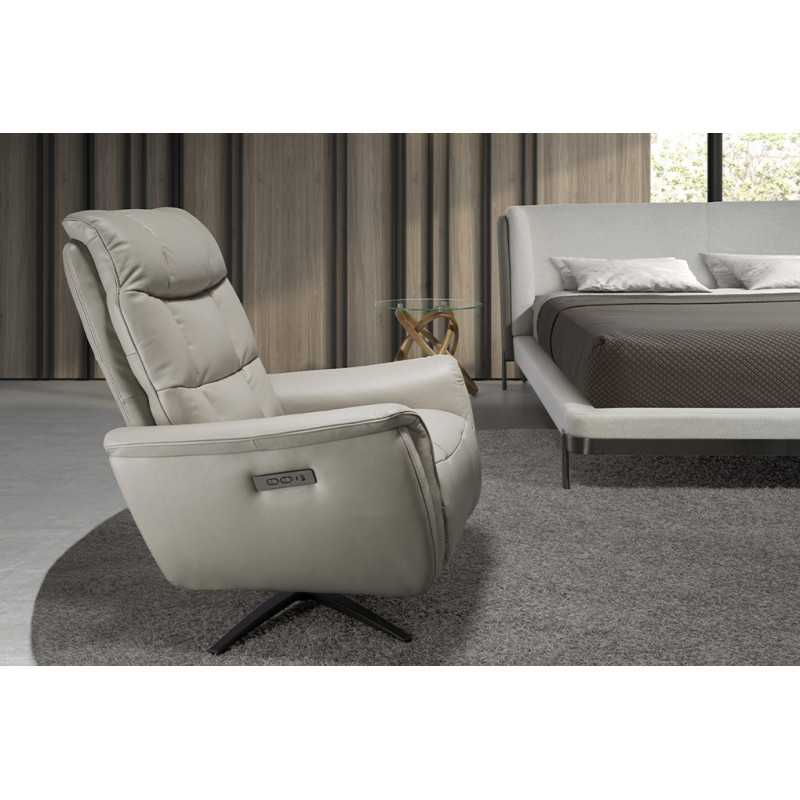 LAROSA prémium bőr relaxfotel - szürke