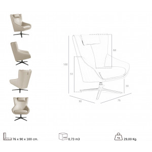 CASCADE design bőr fotel - beige