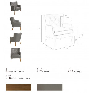 VALDEVEZ prémium bőr fotel - szürke