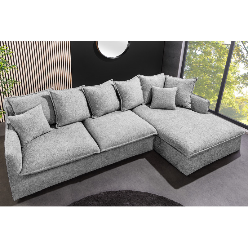HEAVEN modern  sarokkanapé - szürke bouclé - 255cm