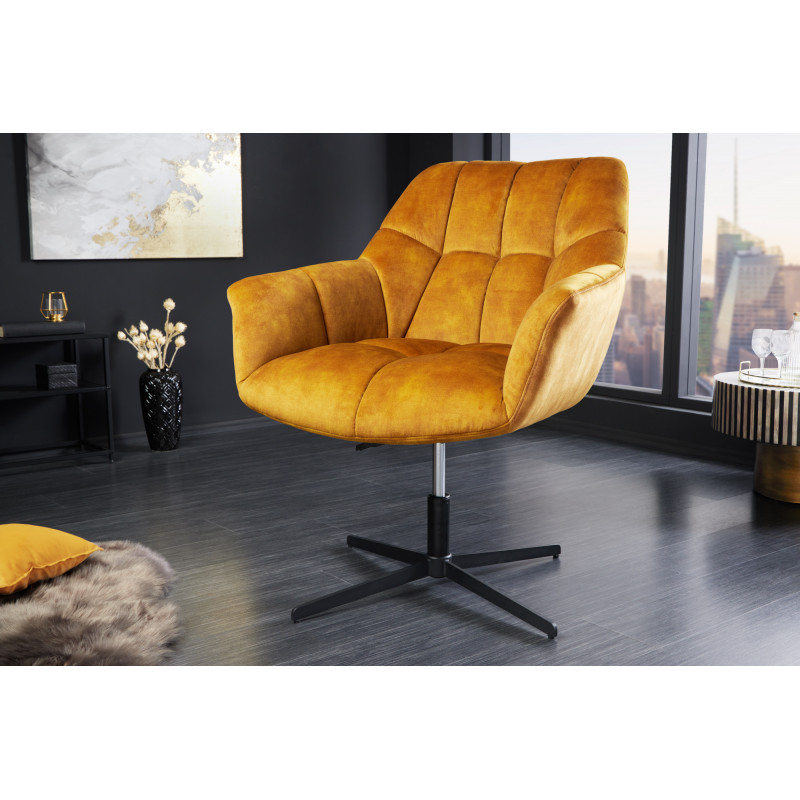 PAPILLON design bársony fotel - sárga
