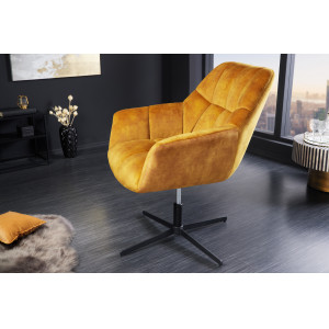 PAPILLON design bársony fotel - sárga