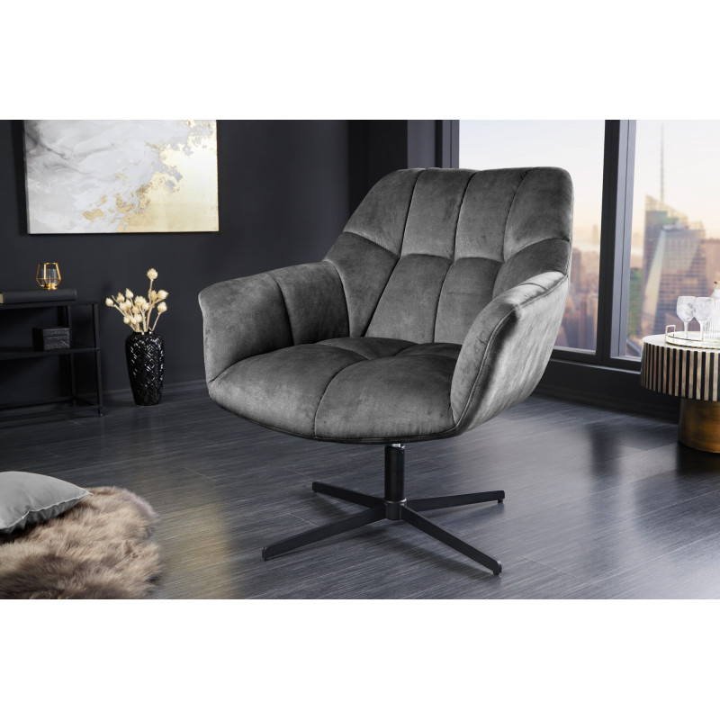 PAPILLON design bársony fotel - szürke