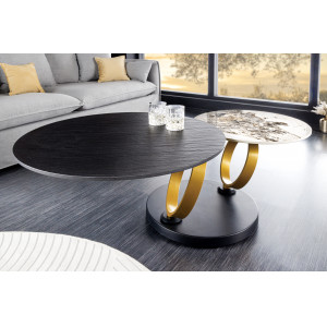 DANCING RINGS exkluzív kerámia dohányzóasztal - fekete/beige INVICTA