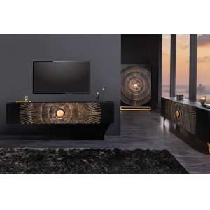 GOLDEN SUNSET design mangófa fali TV-szekrény - 160cm