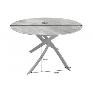 LISBOA kerek kerámia étkezőasztal - 120cm - szürke