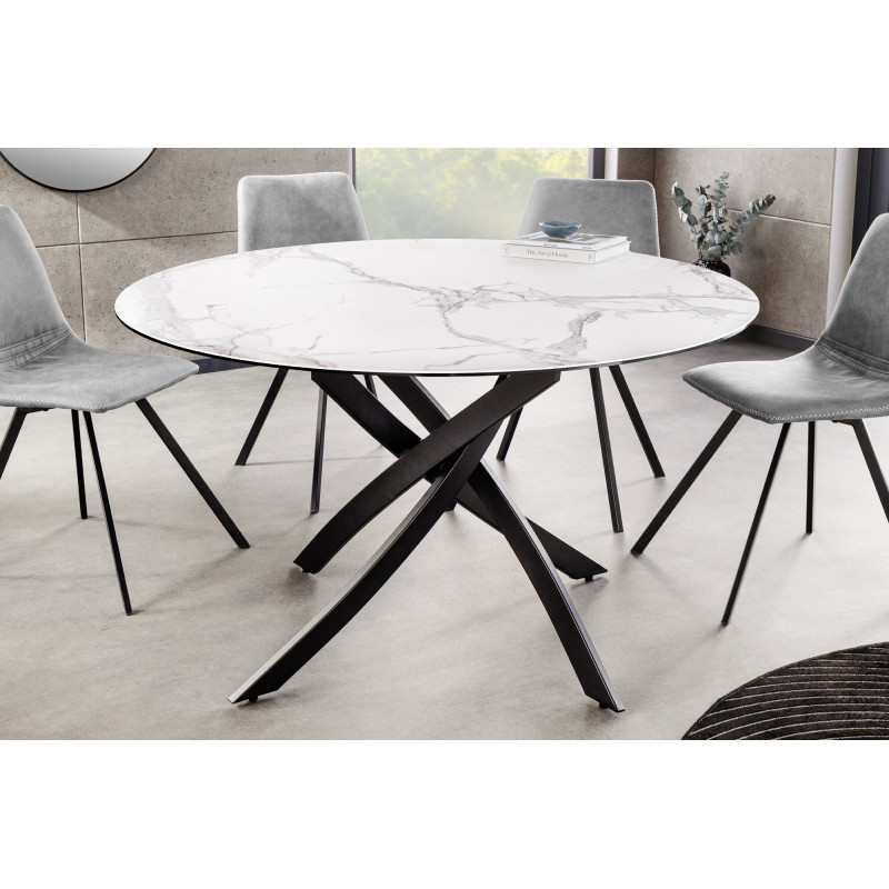 LISBOA kerek kerámia étkezőasztal - 120cm - fehér