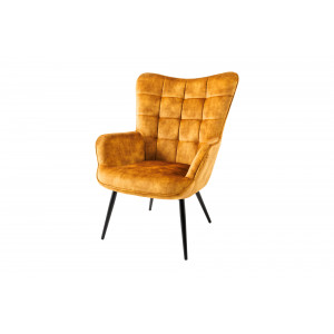 SCANDINAVIA design bársony fotel - mustár