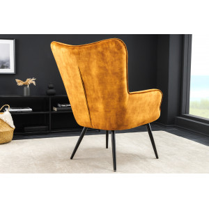 SCANDINAVIA design bársony fotel - mustár