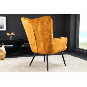 SCANDINAVIA design bársony fotel - mustár
