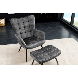 SCANDINAVIA design bársony fotel - szürke INVICTA