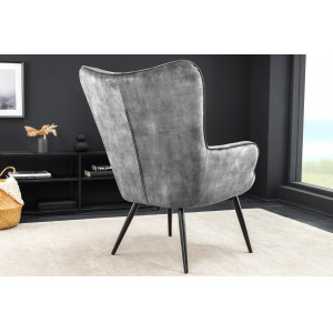 SCANDINAVIA design bársony fotel - szürke
