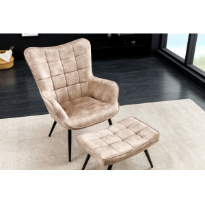 SCANDINAVIA design bársony fotel - beige INVICTA