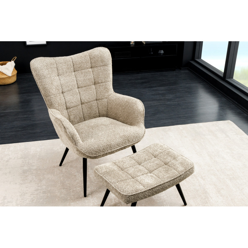 SCANDINAVIA design bouclé fotel - beige