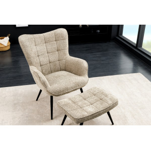 SCANDINAVIA design bouclé fotel - beige INVICTA