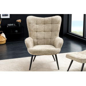 SCANDINAVIA design bouclé fotel - beige