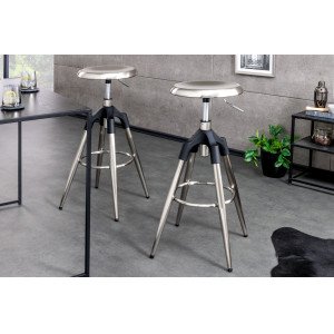 INDUSTRIAL modern fém bárszék - ezüst INVICTA