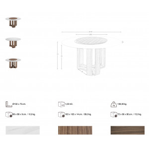 PARADA prémium kerek étkezőasztal - dió - 150cm