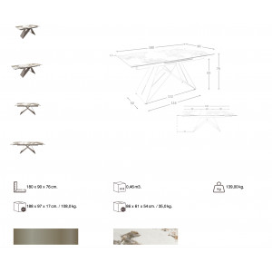 ESTELA design bővíthető kerámia étkezőasztal - 180-240cm