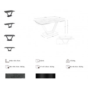 RODELLAR bővíthető kerámia design étkezőasztal - 160-240cm