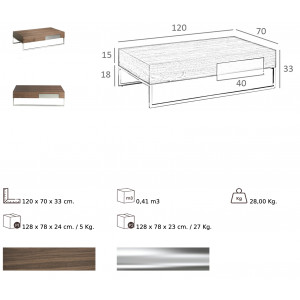 JAVIER design dohányzóasztal - dió - 120cm