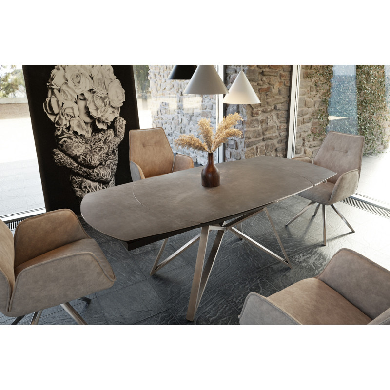 MOZART prémium kerámia étkezőasztal - 130-200cm - barna