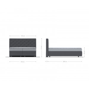 DREAM prémium boxspring ágy - 140/160/180cm - szürke