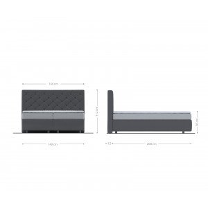 DREAM prémium boxspring ágy - 140/160/180cm - szürke