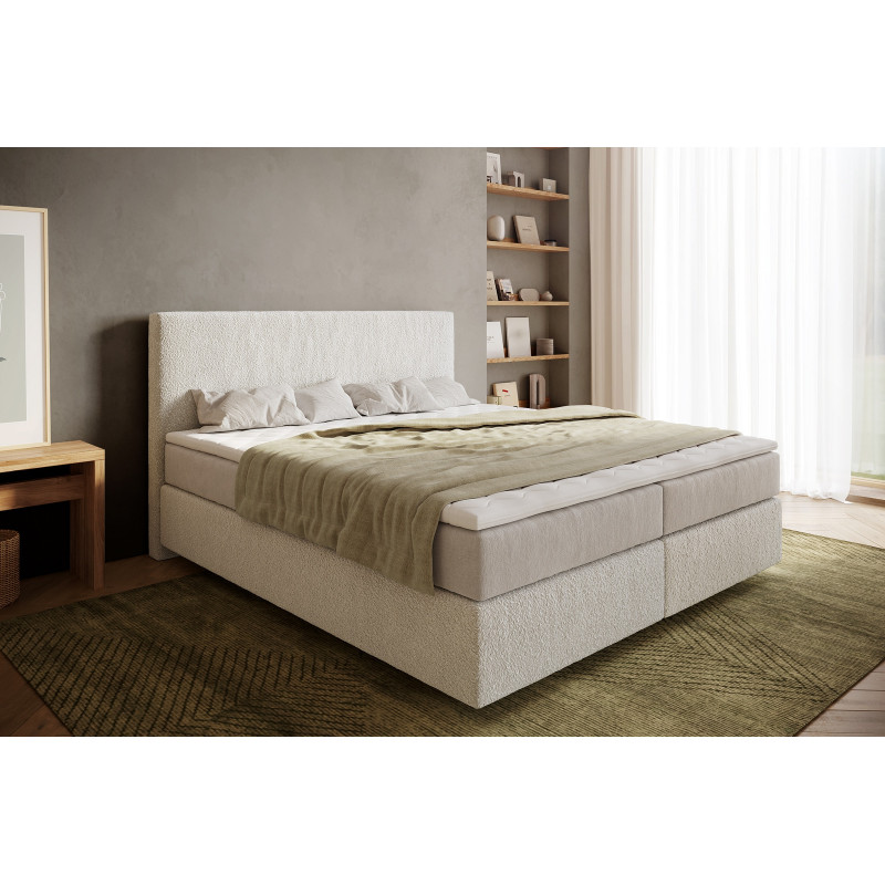 RELAXO prémium boxspring ágy - 140/160/180cm - fehér bouclé