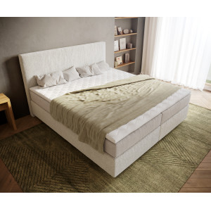 RELAXO prémium boxspring ágy - 140/160/180cm - fehér bouclé