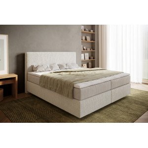 RELAXO prémium boxspring ágy - 140/160/180cm - fehér bouclé DELIFE