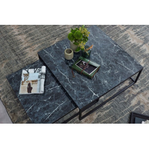 HORIZONTE design dohányzóasztal szett - fekete