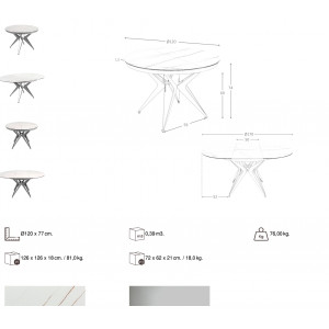 HERRERA exkluzív kerámia bővíthető étkezőasztal - 120-170cm