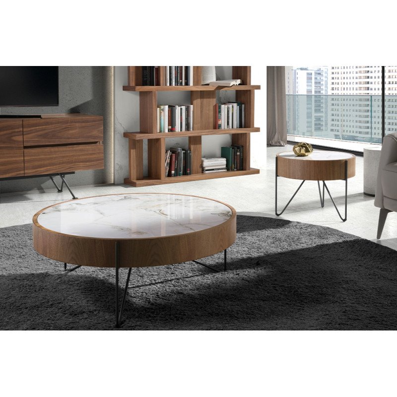 MILANA prémium dió/kerámia dohányzóasztal - 81cm