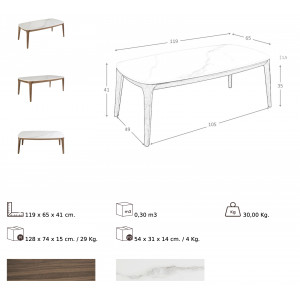 ELSA-II design kerámia dohányzóasztal - 119cm